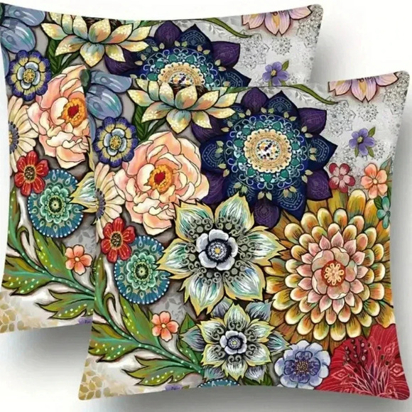 Cottagecore Farmhouse Boho Floral Pillow Covers Set Of 2 New - Picture 1 of 5
